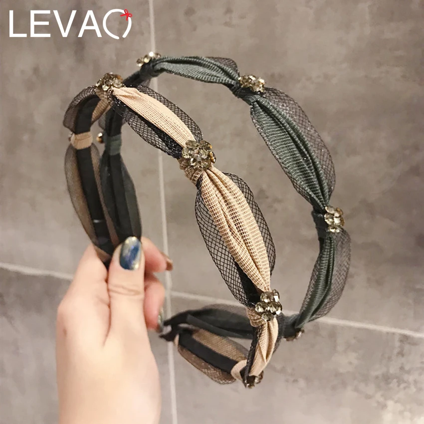 LEVAO очаровательные чешские повязки на голову Модные Простые темпераментные завязанные женские обручи для волос Корейский шик сетка ткань головной убор