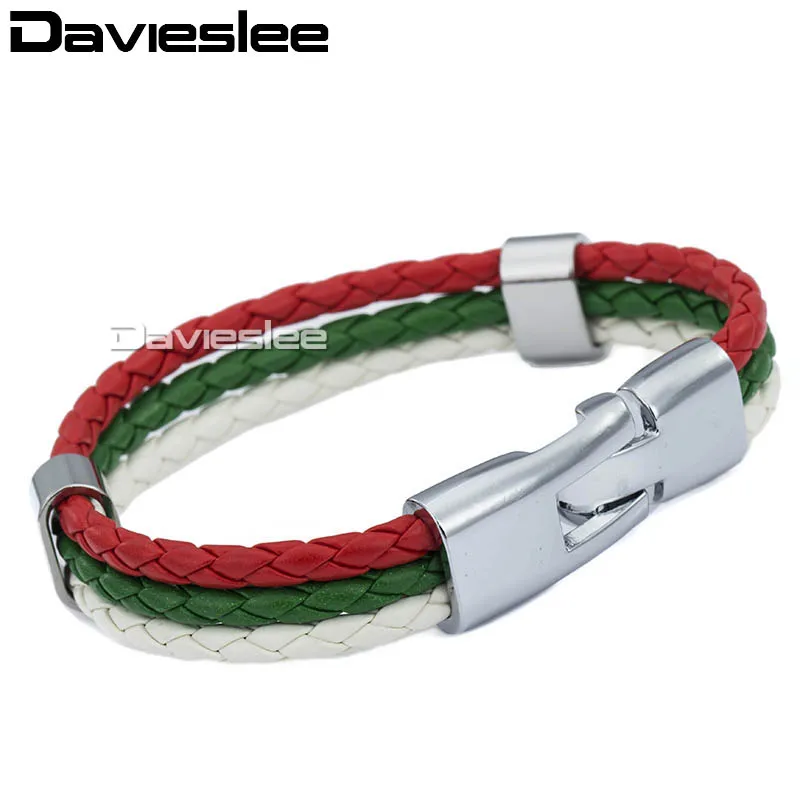 Кожаный браслет Davieslee цвета флага, болгарийский мужской и женский браслет ручной работы " 20 см DLB277