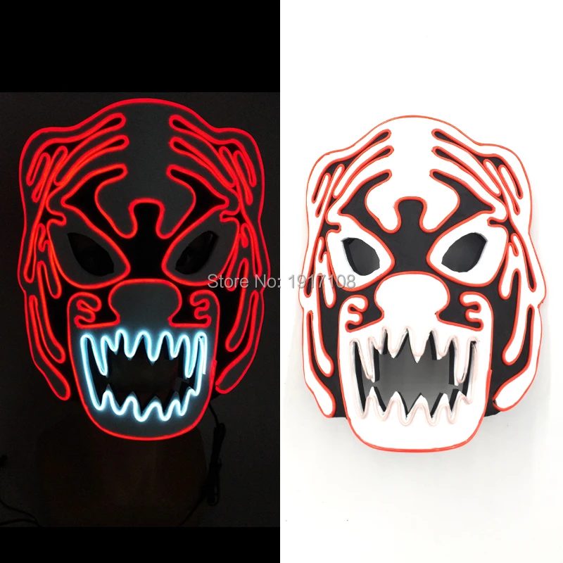 Маска голова тигра из ЭВА высокого качества неоновая светящаяся маска EL