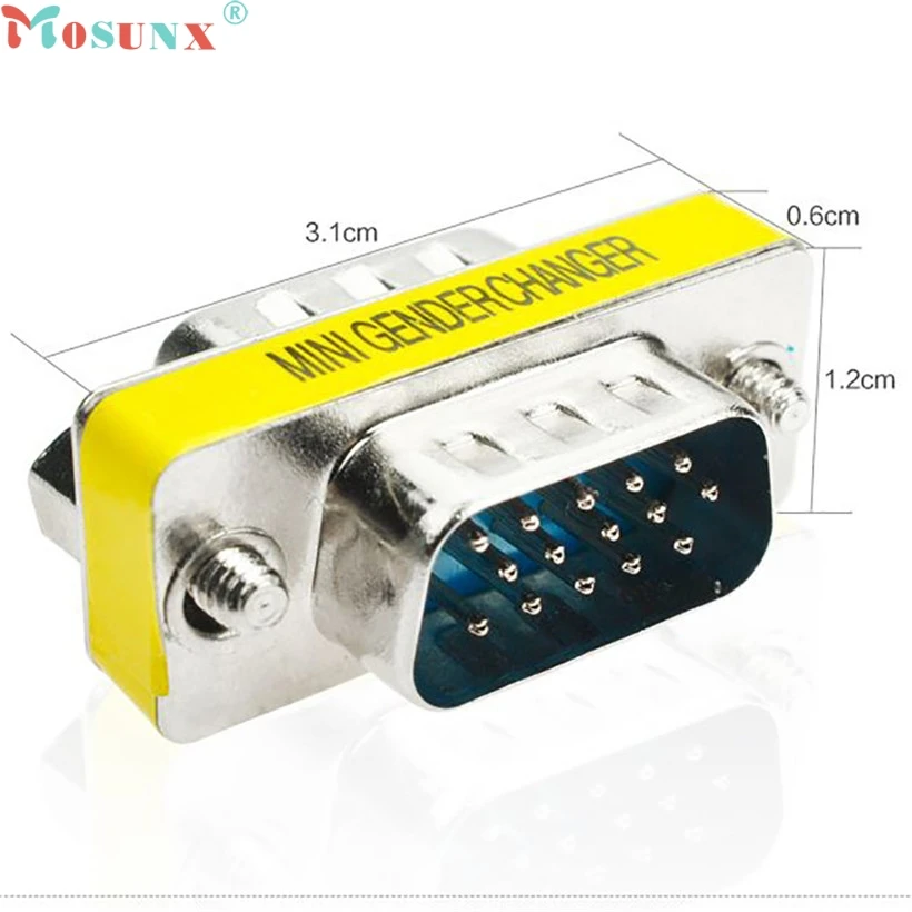 

15 Pin VGA SVGA HD15 Gender Changer Coupler Adapter Converter Male to Male drop shipping 0720