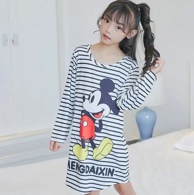 style 8 Весенне-осенние ночные рубашки для больших девочек, Пижамы Детская ночная рубашка с длинными рукавами милое детское спальное платье с рисунком для девочек от 2 до 13 лет - Цвет: style 8