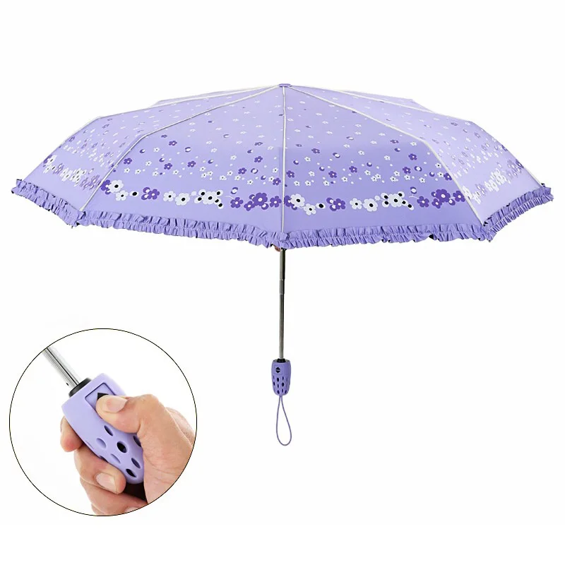 Полностью автоматический зонт для женщин складной женский цветочный от солнца