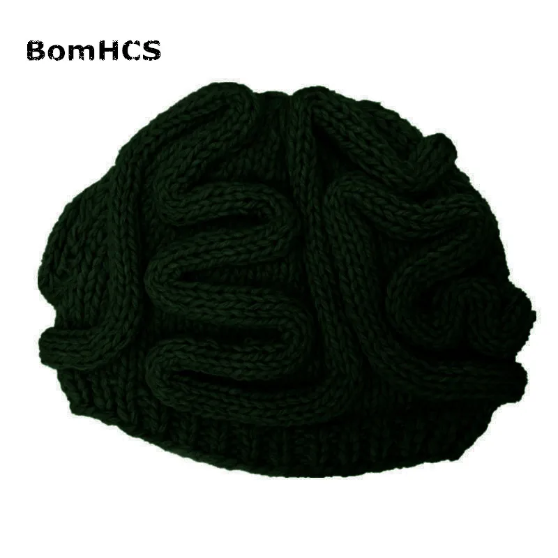 dark green BomHCS смешная крутая зимняя персональная ужасная шерстяная шапка, теплая шапка ручной работы для мужчин и женщин, шапочки, подарки - Цвет: dark green