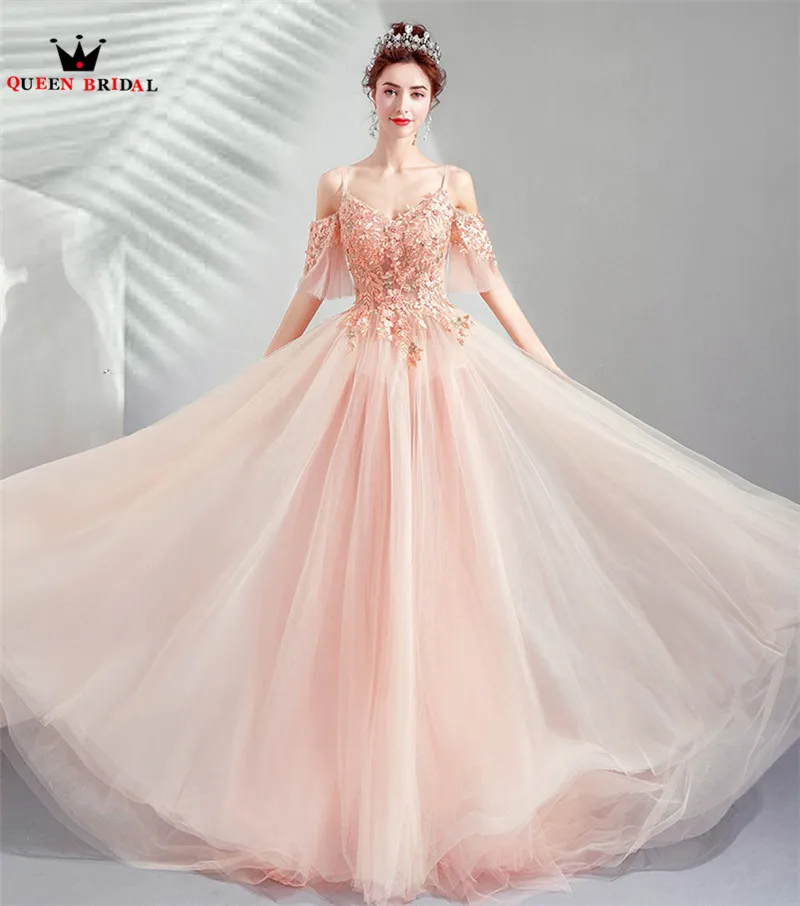 Elegant Evening Dresses A-line Flowers Lace Pearls 2020 New Appliques Party Dress Stunning Prom vestido de festa JK11T | Свадьбы и