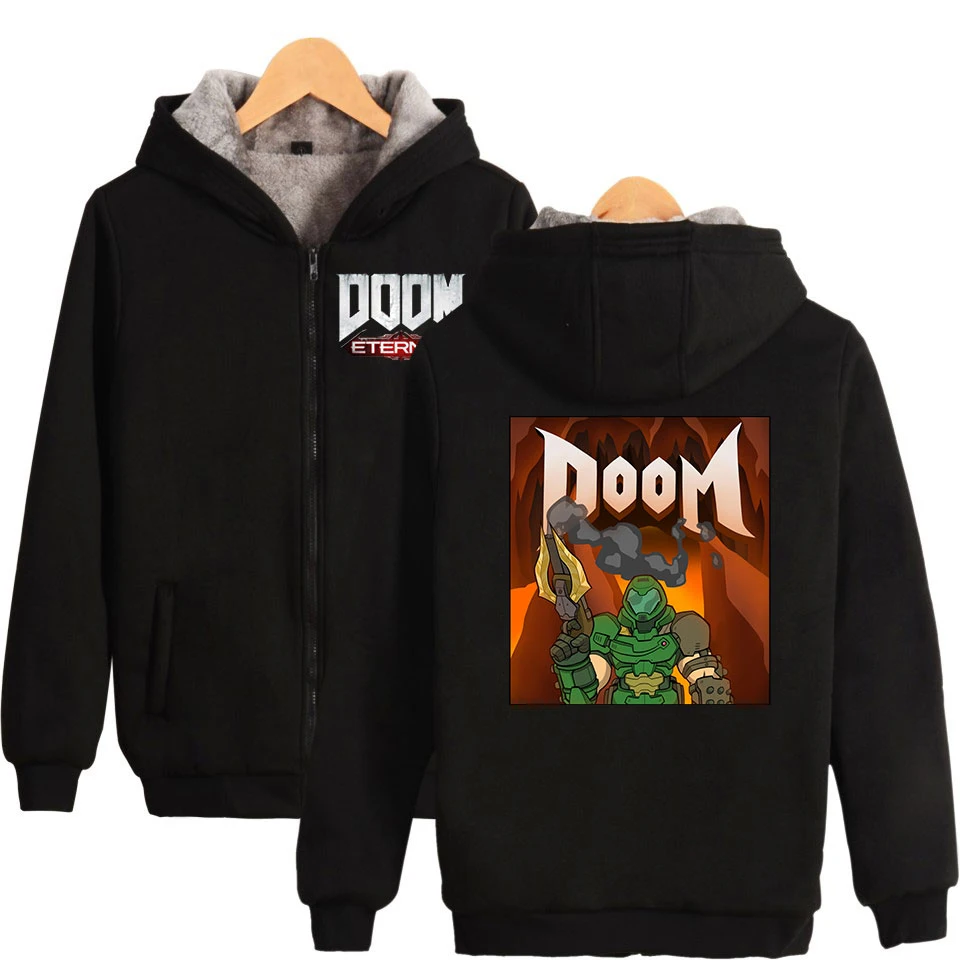 Doom Eternal толстовки флисовые повседневные свободные свитера с принтом