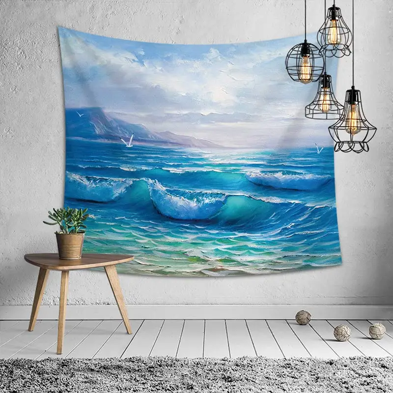 Новинка 2019 настенное пляжное полотенце с узором в виде морского побережья и волн