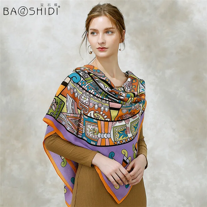 [BAOSHIDI], модный бренд, шерсть, зимние шарфы для женщин, теплые, мягкие, элегантные, дамские, квадратный, бесконечный платок, роскошный подарок для женщин - Цвет: 2111170333