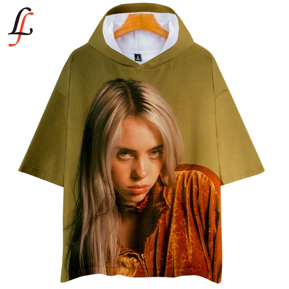 Billie Eilish 3D футболки с капюшоном, женские/мужские модные летние футболки с коротким рукавом,, Повседневная Уличная футболка