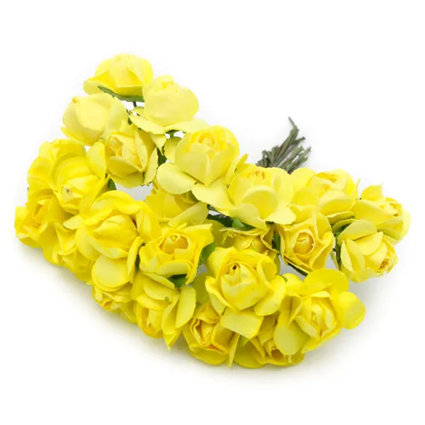 Color 14 Yellow Lucia crafts 36 шт./лот Скрапбукинг искусственный Шелковица Бумага букет розы проволока стволовых Свадебный цветок A0101 - Цвет: Color 14 Yellow