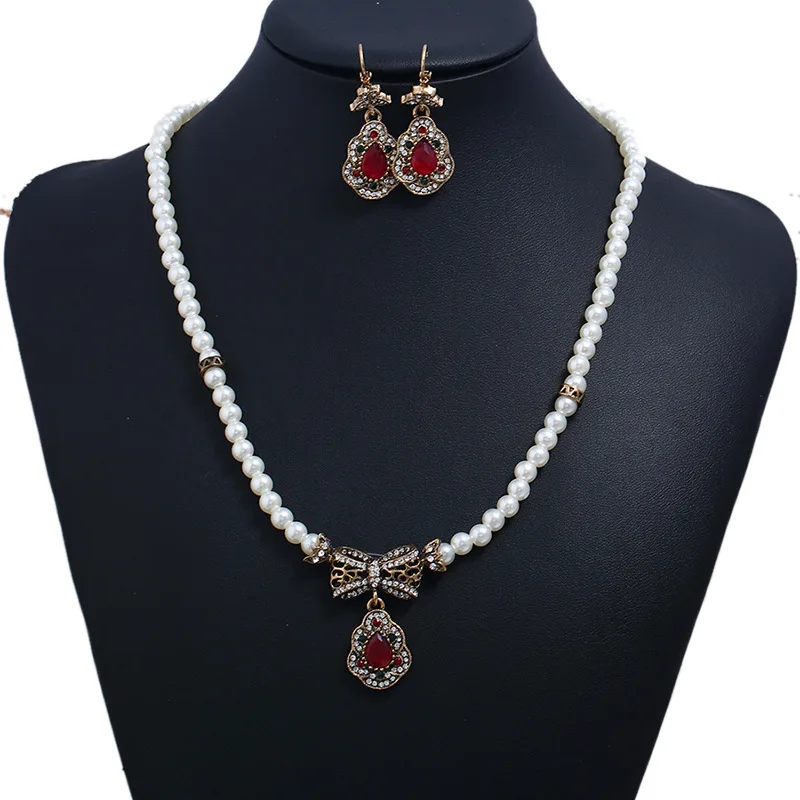 Для женщин жемчуг бантом кулон Цепочки и ожерелья серьги Регулируемый Длинные