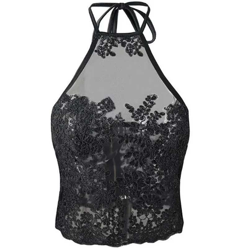 

Elegant white lace crop top Summer beach backless short halter tops 2017 fashion sexy white party women tank top