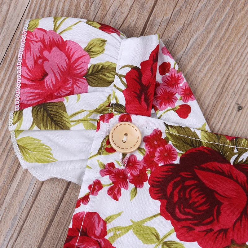 Baby Bodysuit Newborn Girl Ruffles Sleeveless Back Cross Floral Playsuit Jumpsuit Headband 2pcs Princess Flower Clothes | Детская одежда