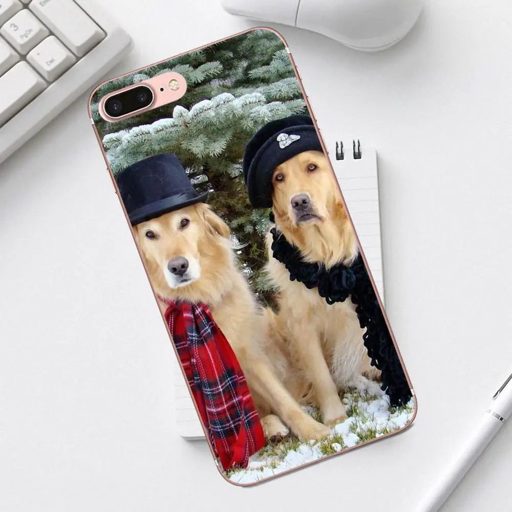 Qdowpz Рождественская собака шляпа для iPhone 4 4S 5 5C SE 6 6S 7 8 Plus X XS Max XR Galaxy A3 A5 J1 J3 J5 J7 2017