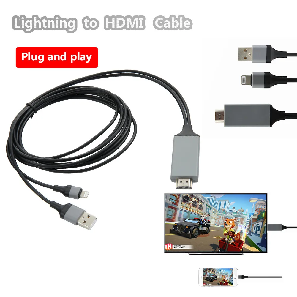 Кабель для адаптера Lightning HDMI USB кабель 1080P HDTV аудио адаптер смарт конвертер iPhone X XR
