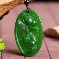 high imitation green pendant necklace carved fingered citron lotus flower men women fashion jewelry free chain