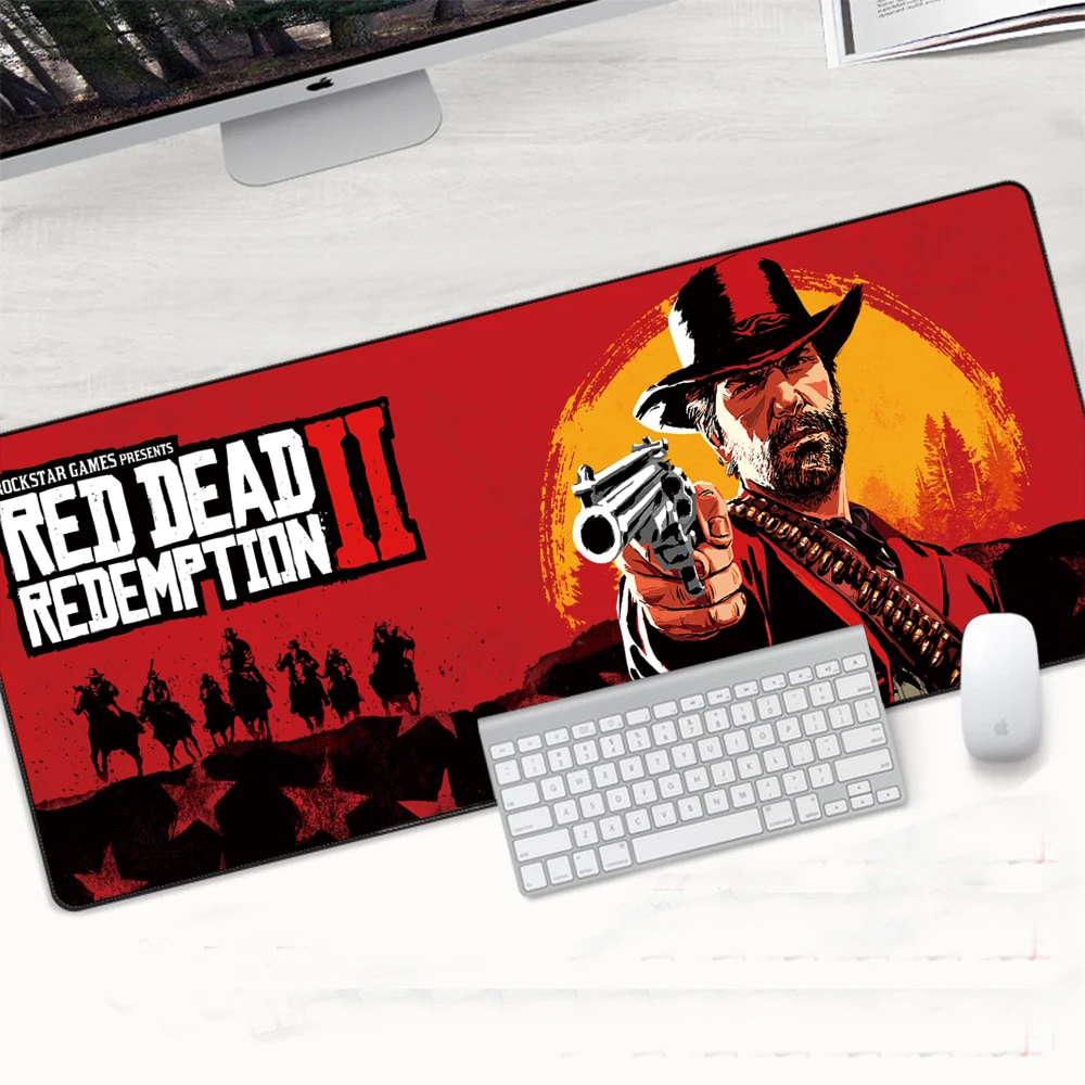 Красный Dead Redemption 2 большой XL коврик для мыши игровой коврик для мыши Нескользящий Резиновый PC Gamer клавиатура настольный коврик для скоростной мыши 700x300