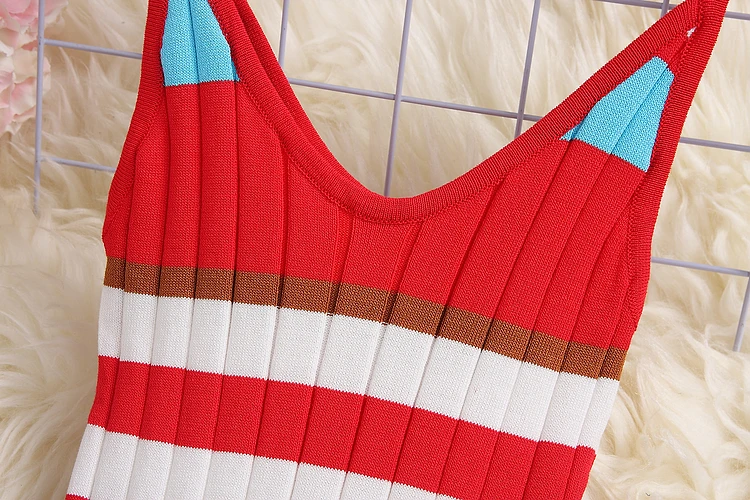 Женское вязаное платье ALPHALMODA Радужное Полосатое облегающее эластичное на