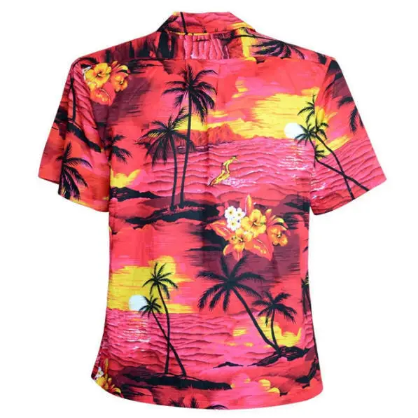 Мужская рубашка Aloha, круиз, тропический, Луау, пляж, Гавайские, вечерние, закат, пальма, синий и красный, размер США, повседневные Гавайские рубашки, V25