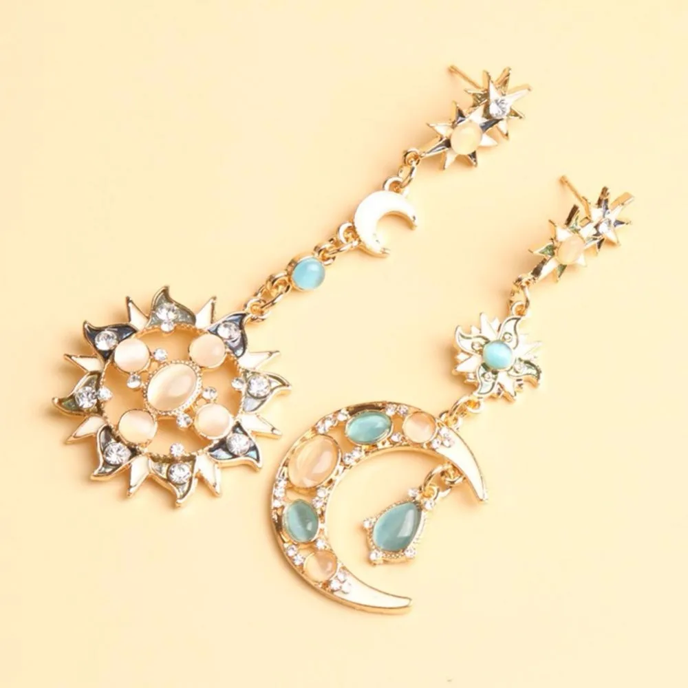 Бохо серьги подвески смолы звезда Солнце Луна Шарм длинные новый богемный горный