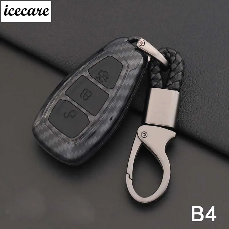 Карбоновый чехол для ключей автомобиля с декором из силикона и карабином для Ford Escort Mondeo Everest Ranger Fusion Auto Shell on.