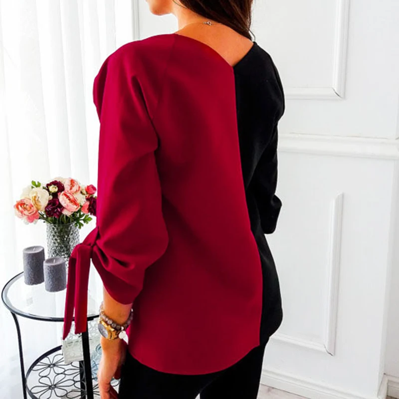 Пикантные V образным вырезом Blusas Femininas Женская блузка однотонная шифоновая блуза