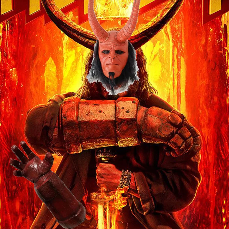 Маска Hellboy для костюмированной вечеринки из латекса на Хэллоуин | Тематическая