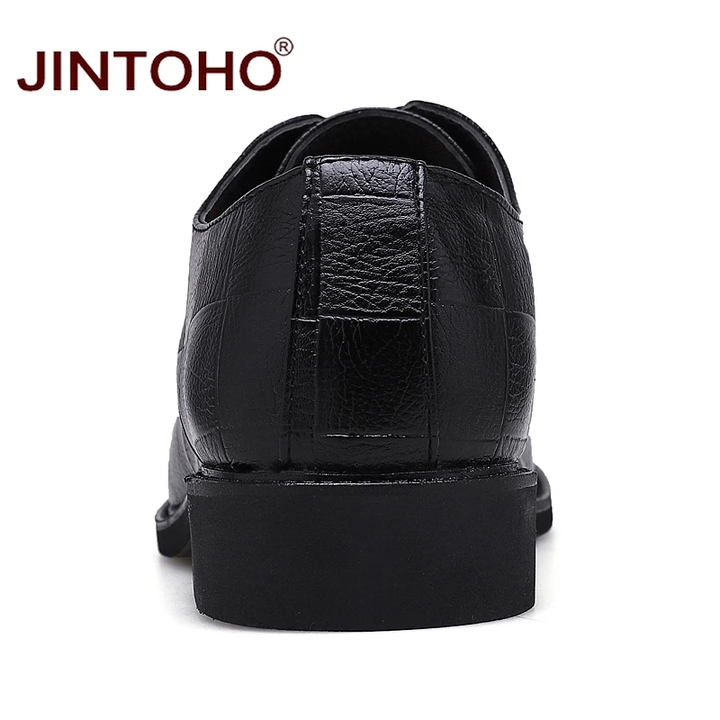 Туфли JINTOHO мужские кожаные брендовая модная повседневная обувь черные лоферы