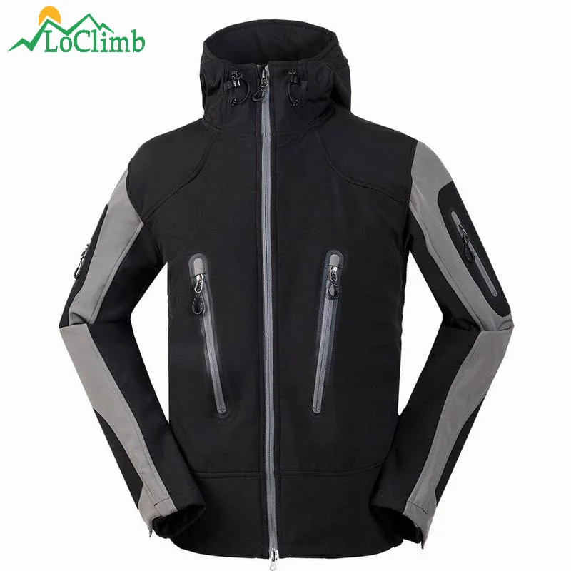 Мужская лыжная куртка LoClimb водонепроницаемая флисовая для походов и альпинизма