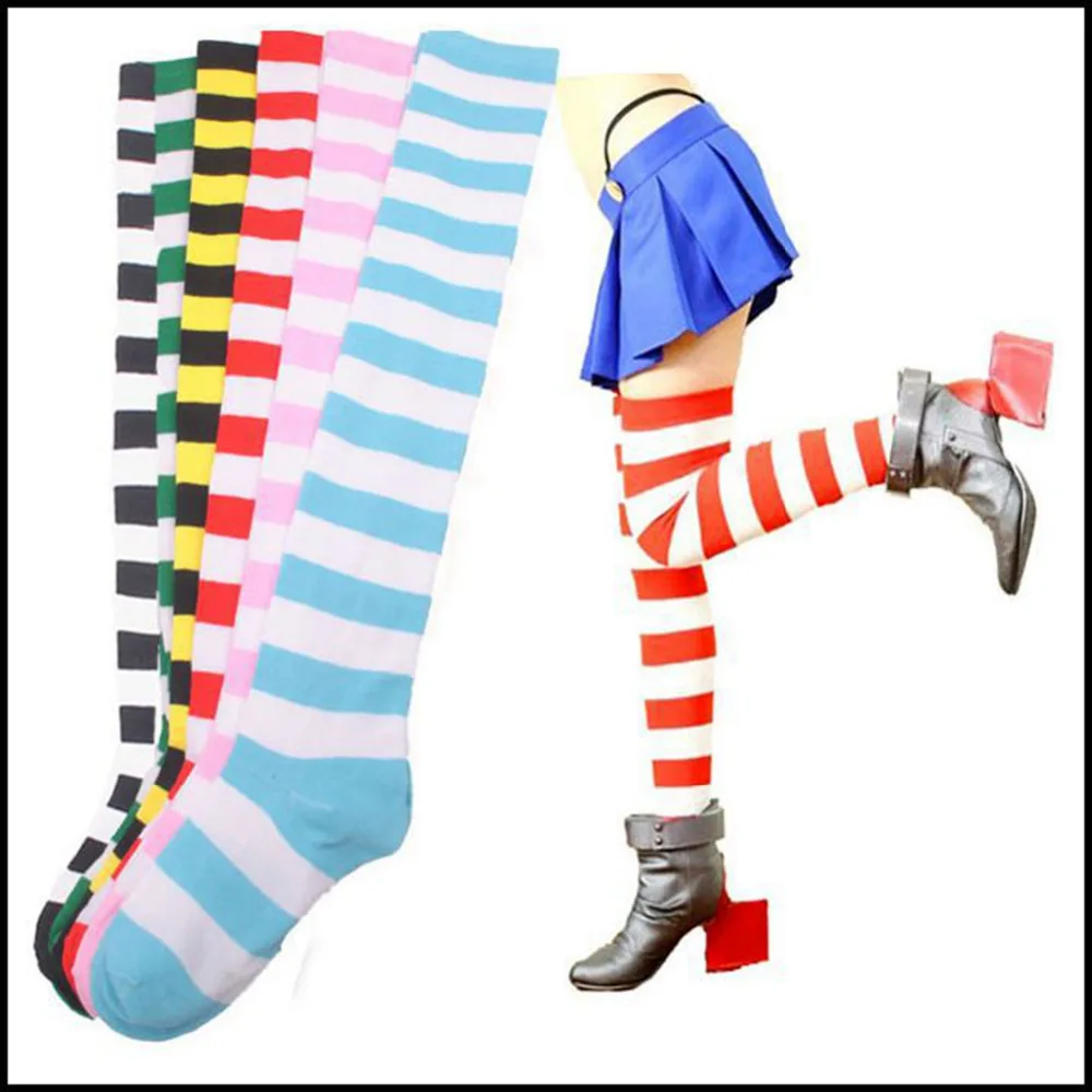 Новый тренд полосатые плотные гольфы для девочек и женщин косплей на Хэллоуин meias