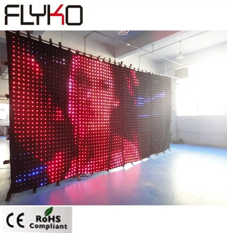 night club decoration p70mm 2.5mX5m dmx control wall mounted LED video curtain | Освещение