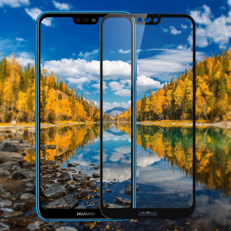 Чехол из закаленного стекла для Huawei P20 lite полноэкранная Защитная пленка pro nova 3e