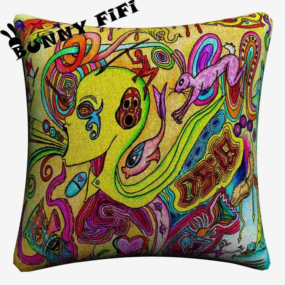 Psychedelic абстрактный акриловый LSD кислотная Декоративная Подушка Чехлы для дивана домашний декор чехол для подушки из льна 45x45 см чехлы на подушки - Цвет: 4