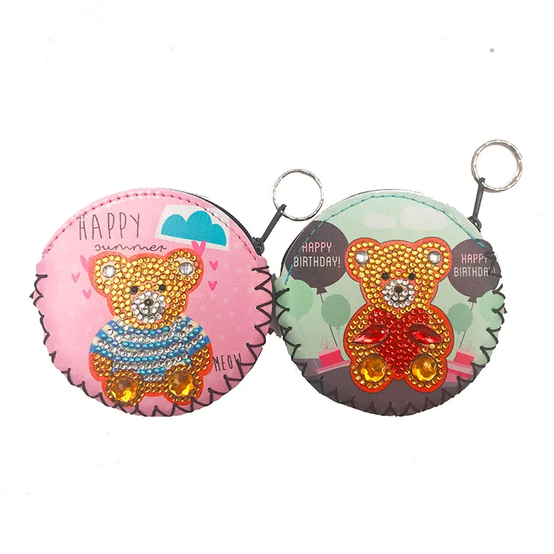 2Pcs DIY Full Drill Diamond Painting Cute Bear Leather Wallet Bag Purses Pendants Cross Stitch Embroidery Gift | Дом и сад
