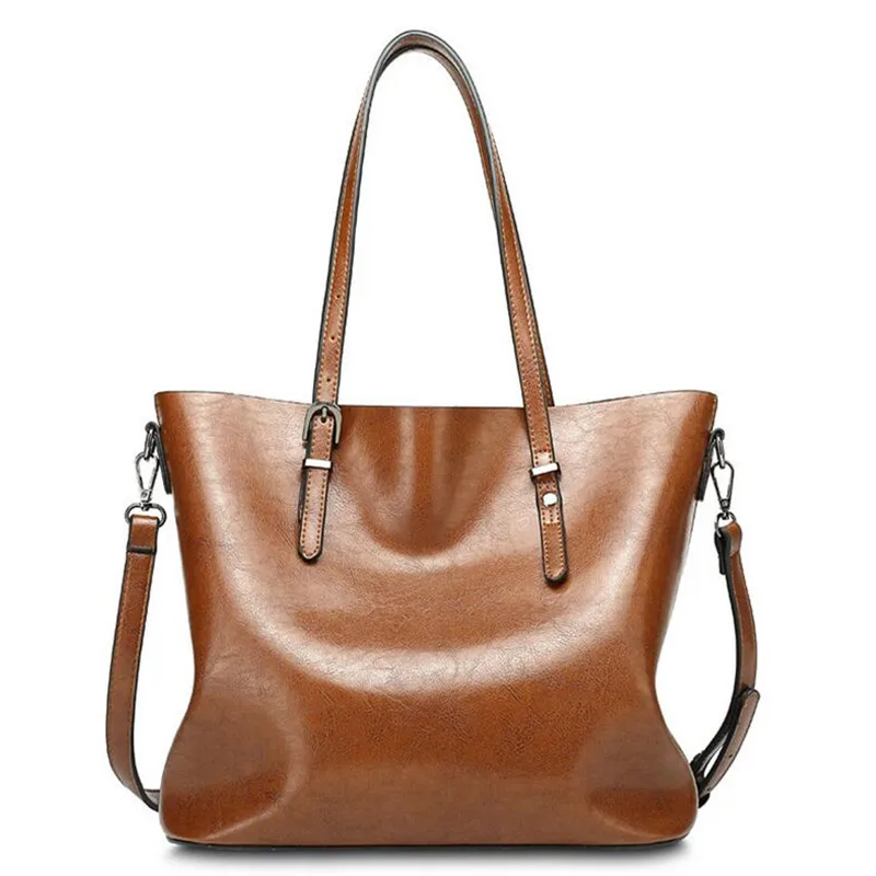 

BARHEE European Vintage Tote Bag Ladies Hand Bags Women Leather Handbags Oil Leather Large Retro Shoulder Bag bolsa feminina