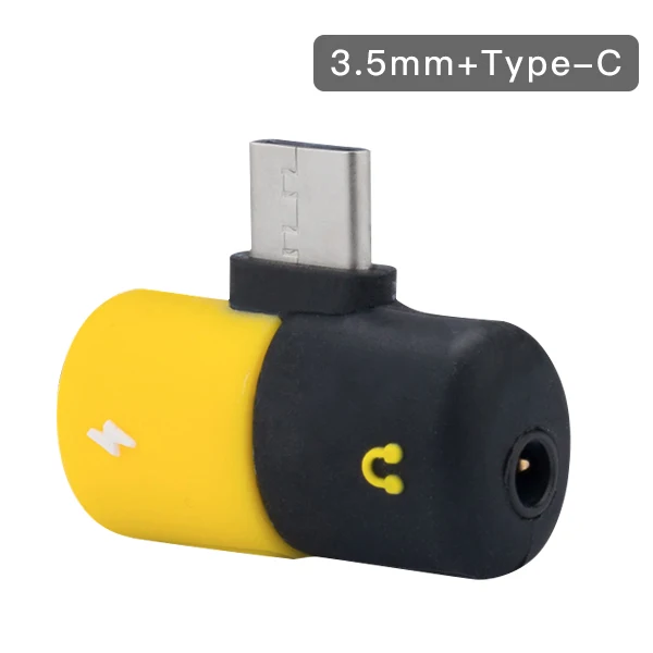 3.5mm Type-c Yellow Адаптер ACCEZZ Dual type C для huawei P10 P20 samsung type-C до 3,5 мм наушники аудио зарядка прослушивание разветвитель AUX разъем - Цвет: 3.5mm Type-c Yellow
