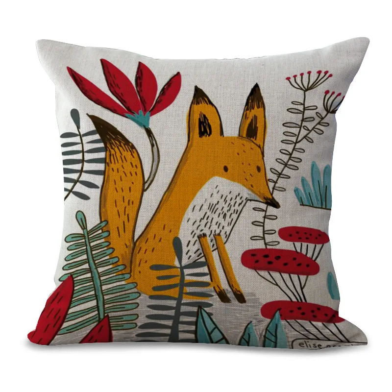 ZXZXOON Декоративные диванные подушки Чехол Крышка Животные лиса стильная футболка