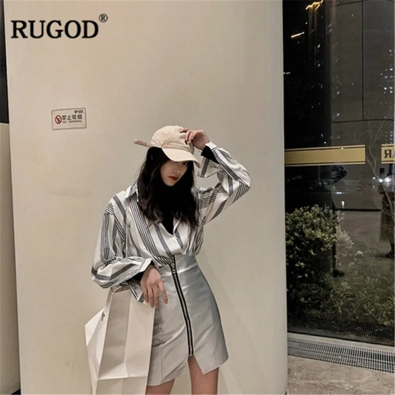 RUGOD Модная тонкая искусственная кожа застежка Юбки Женские однотонные женские офисные короткая юбка карандаш Elegeant Серебристая облегающая мини-юбка