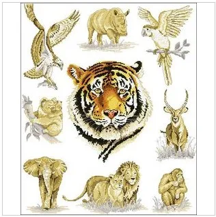 Заводской магазин Набор для вышивки крестиком Тигр Лев Слон Птица Животное