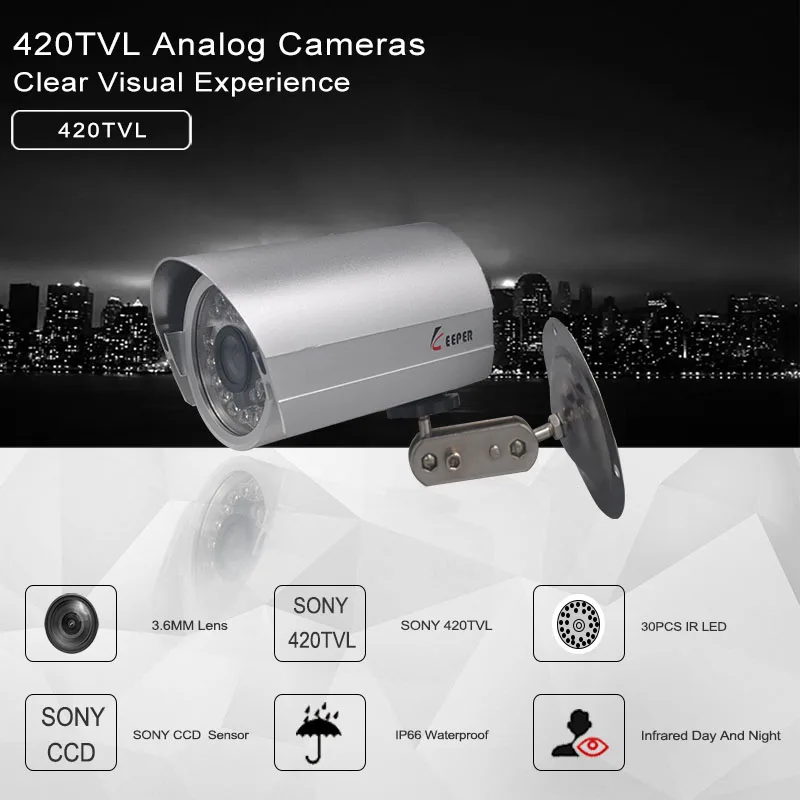 Keeprr Лучшая цена sony ccd 420TVL аналоговый outoor Водонепроницаемый видеонаблюдения
