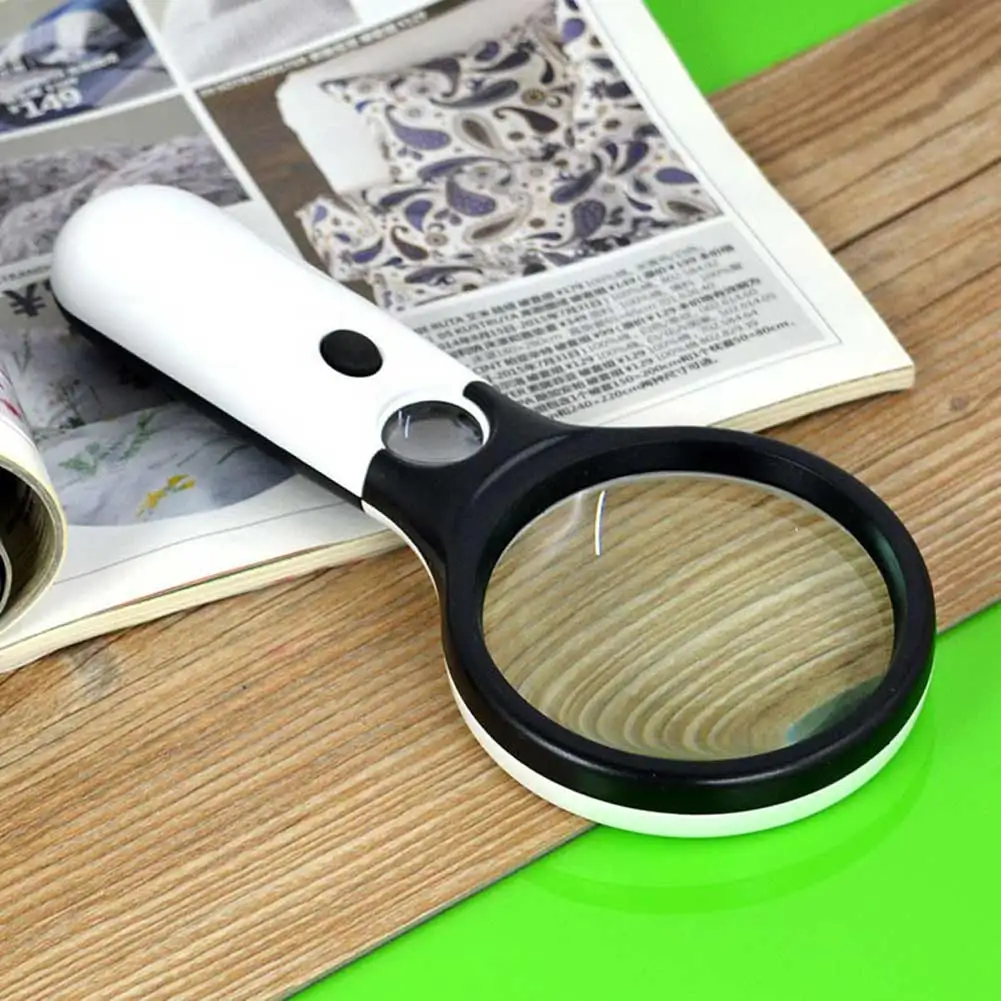 45x Handheld Magnifying Glass 3 LED Light Mini Pocket Microscope Reading Map Newspaper Lens Lamp Magnifier Jewelry Loupe E0 | Инструменты