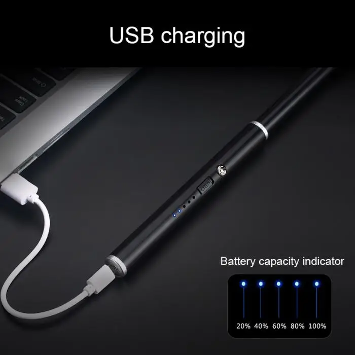 USB перезаряжаемая дуговая Зажигалка для свечей с двойным защитным замком индикатор заряда для Кэмп BBQs плита TN88