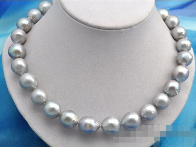 

Beautiful 18" 16mm round gray reborn keshi pearl necklace