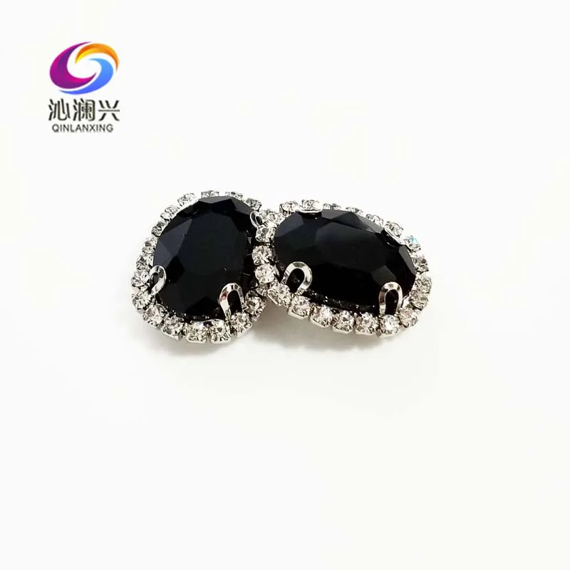 Черная Овальная форма высшего качества пришивная стеклянная Хрустальная Пряжка