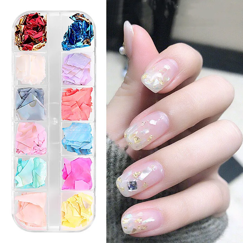 2 стиля смешанные блестящие ракушки декоративные фрагменты для ногтевого