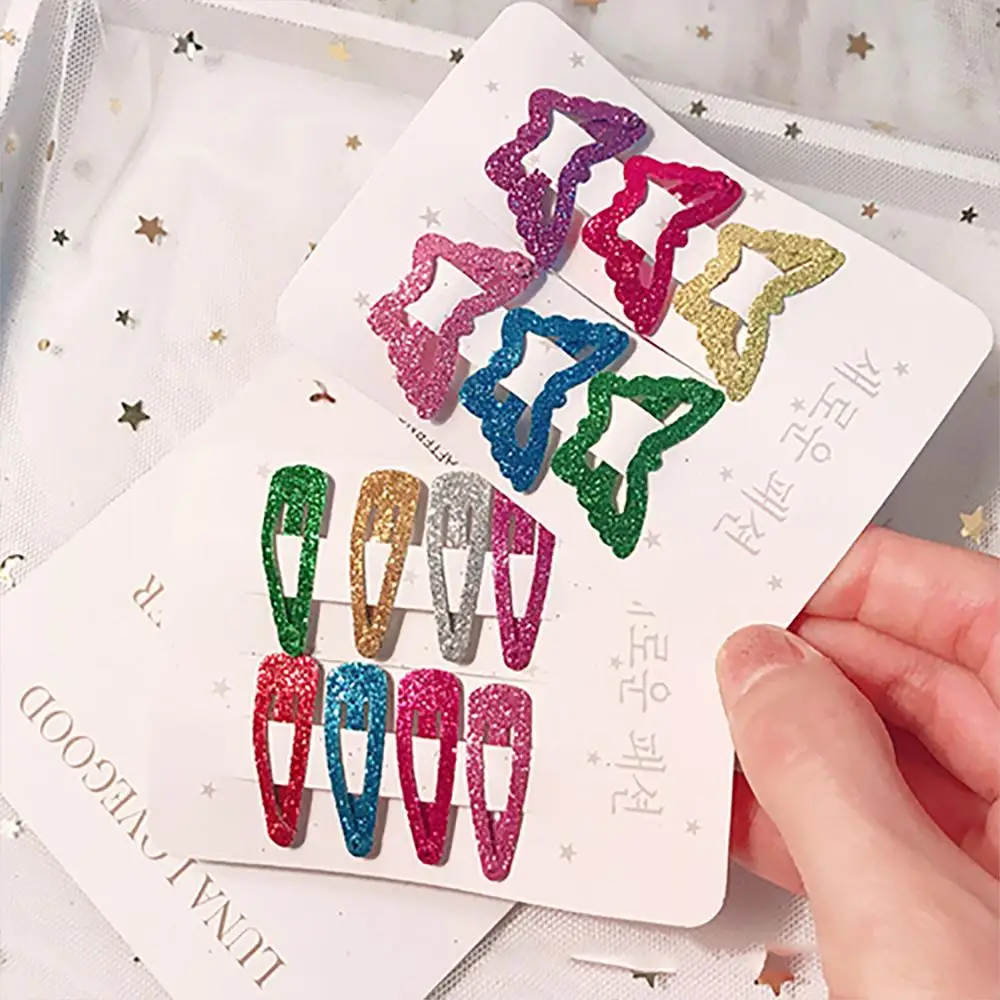 6 шт/лот детские заколки для волос с бабочками металлические блестящая пудра со