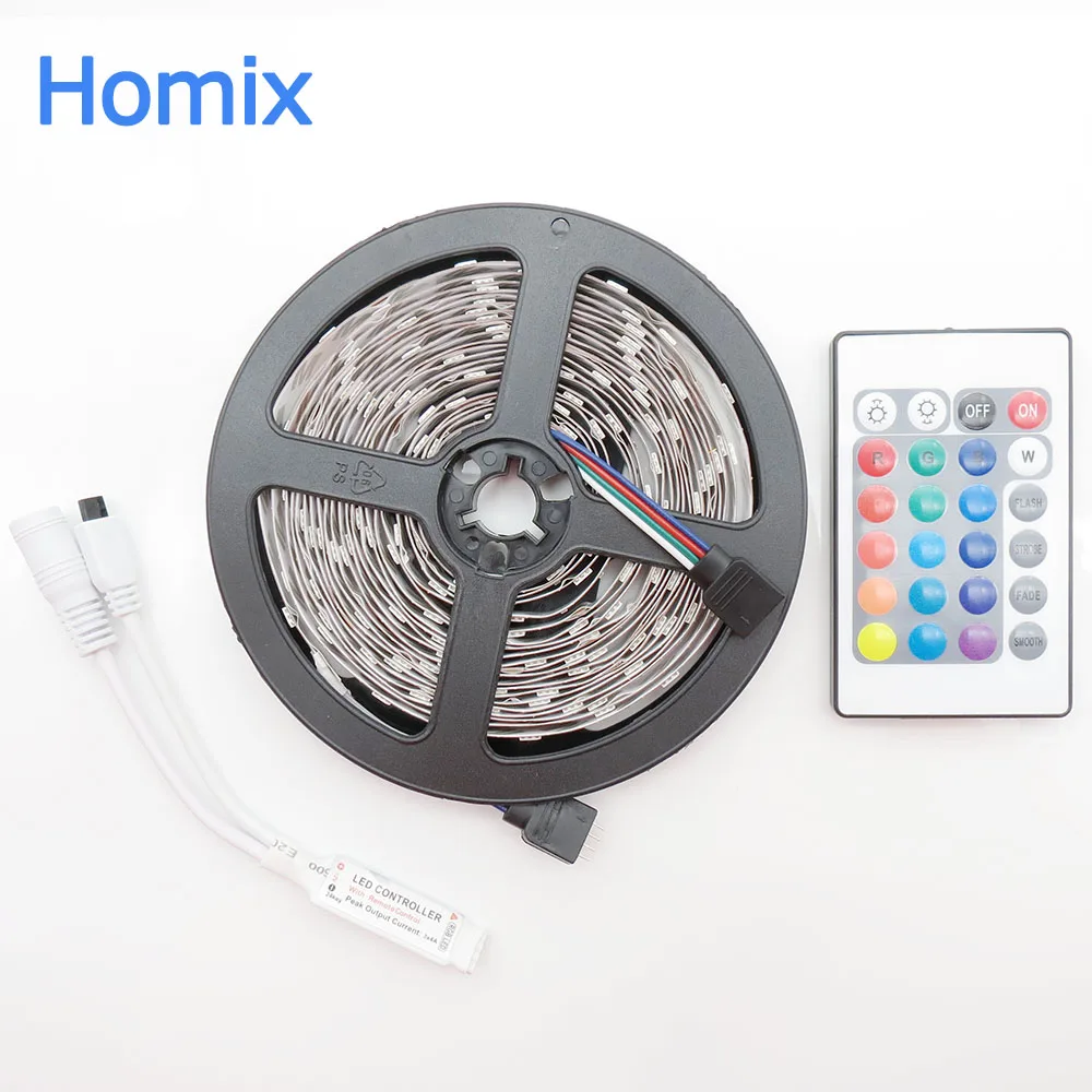 5 м 5050 RGB Светодиодная лента светоизлучающая диод30 светодиодов/м 150 + 24 ключа мини