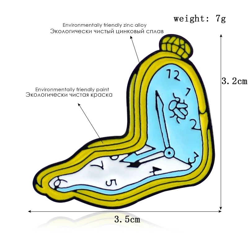 Мультяшные искажения ностальгические часы форма брошь творческая личность
