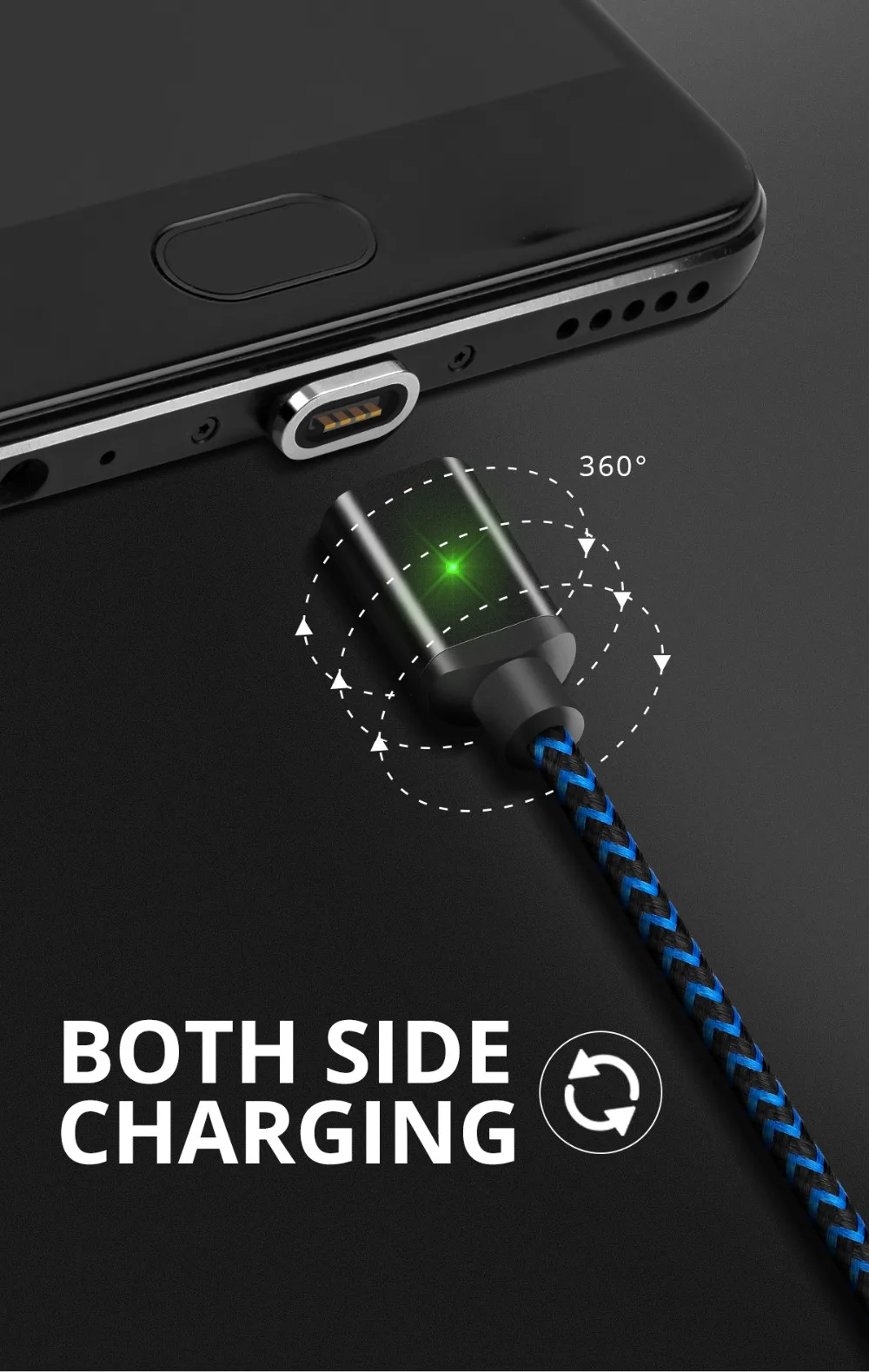 FONKEN usb type C Магнитный кабель для зарядки мобильного телефона USB-C Магнитный шнур USB зарядное устройство 3A кабель для быстрой зарядки 1 м 2 м провода для передачи данных