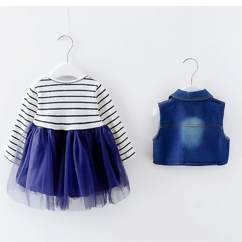 Детское платье для девочек 0-3 лет Осень Новинка модный стиль джинсовые платья