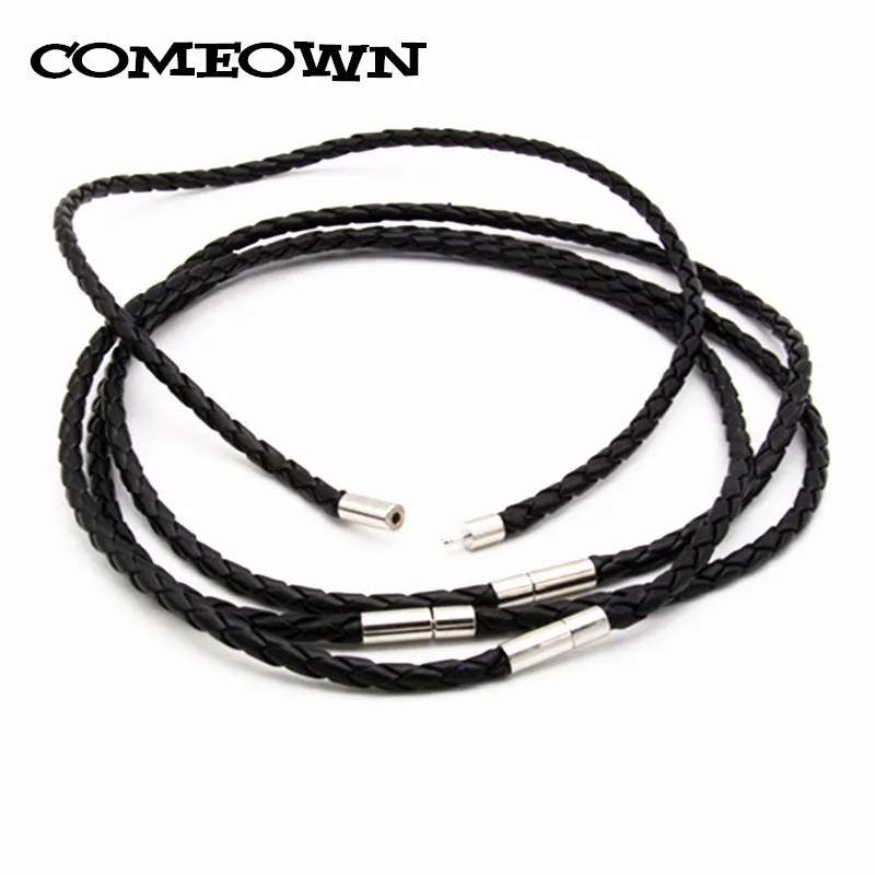 Comeown(1"-30") 10 шт. 4 мм Черный Плетеный PU кожаный шнур/строка колье Цепочки и ожерелья для Для женщин DIY ювелирных Цепочки и ожерелья - Окраска металла: 16inches